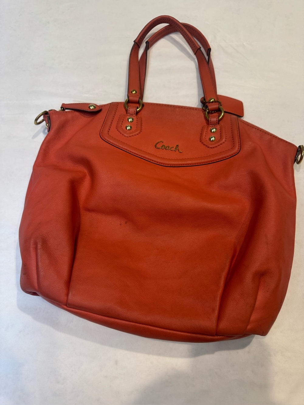 Coach Orange Leather Tote Bag